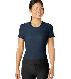 Beyond Yoga Featherweight Peekaboo Cropped Tee