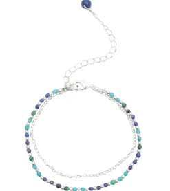 Lotus and Luna Enlightment + Wisdom Turquoise Lapis Lazuli Healing Bracelet