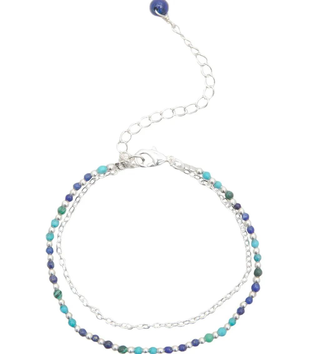 Lotus and Luna Enlightment + Wisdom Turquoise Lapis Lazuli Healing Bracelet