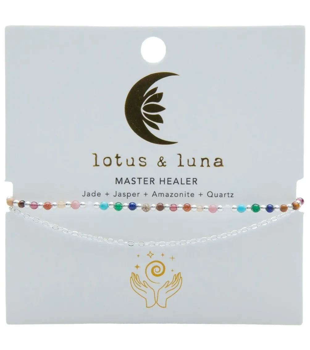 Lotus and Luna Master Healer Silver Healing Layered Bracelet