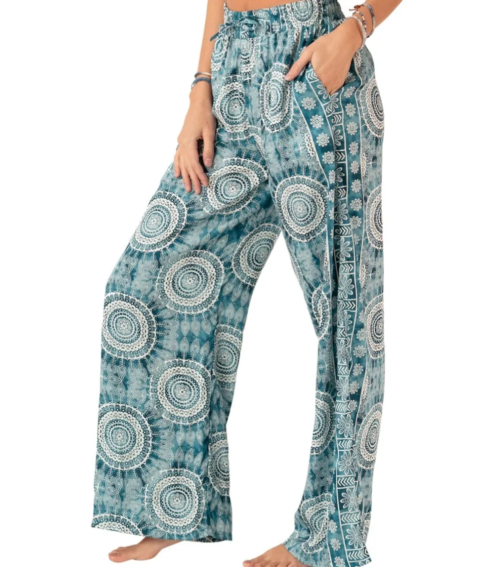Lotus and Luna Palmetto Point Wide Leg Drawstring Pants