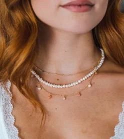 Lotus and Luna Pearl Gold 4mm Dewdrop Necklace