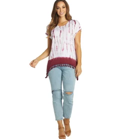 Yak & Yeti Gypsy Tie Dye Tassel Hem Tee
